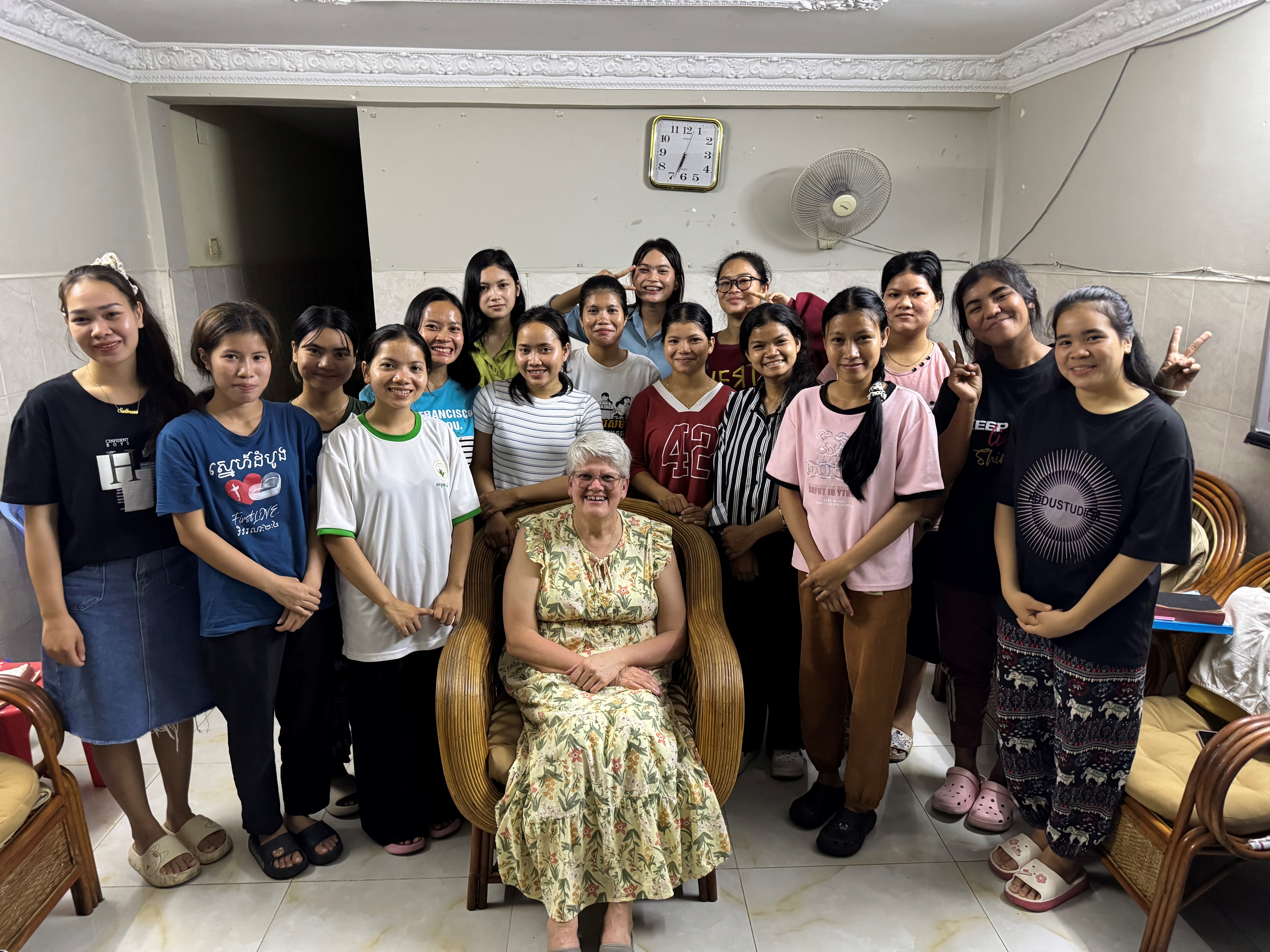 Lisa with the students from the Student Residence and Discipling Centre (SR&DC) in Phnom Penh, Cambodia