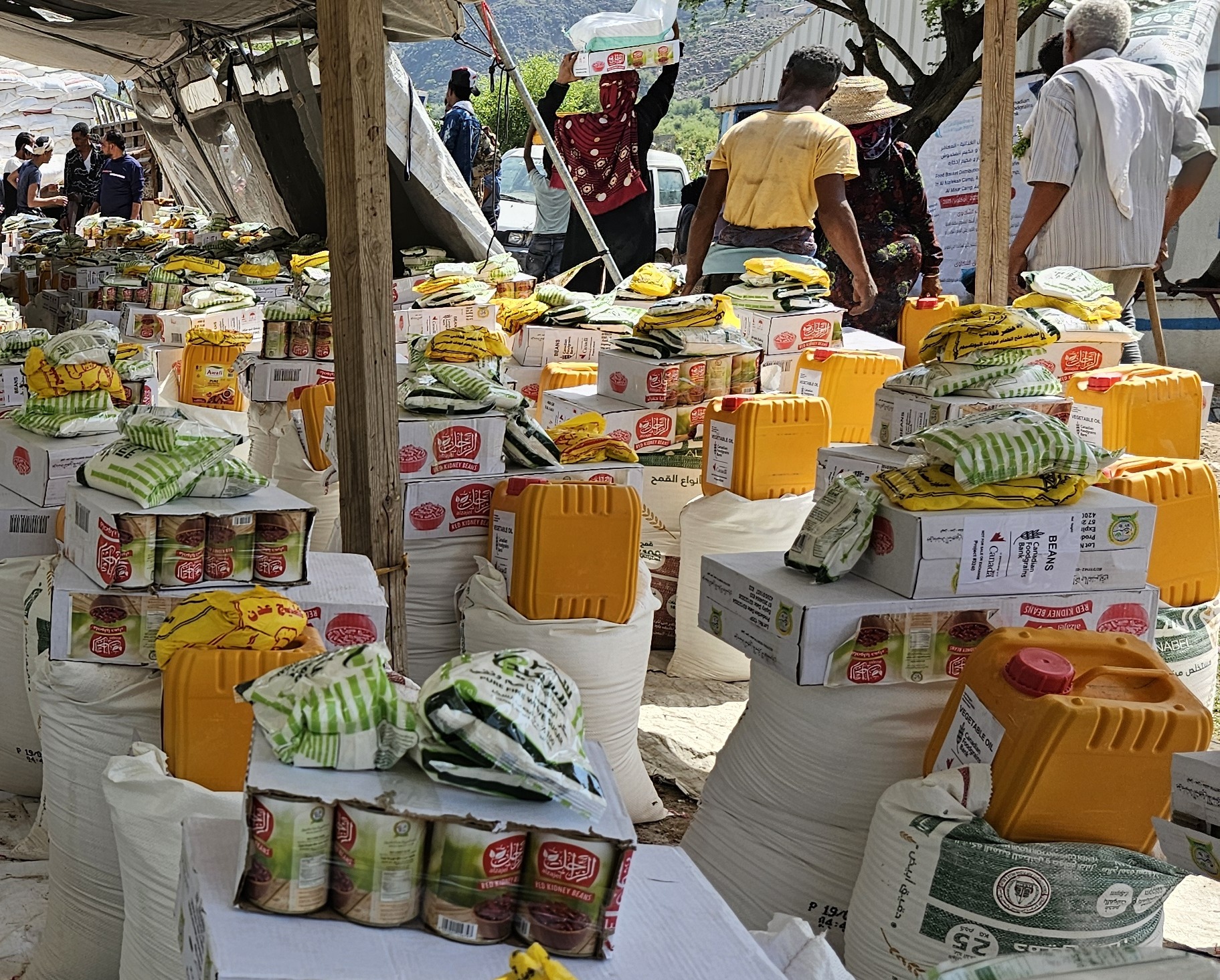 Emergency Food Aid Distribution - flour, beans, oil